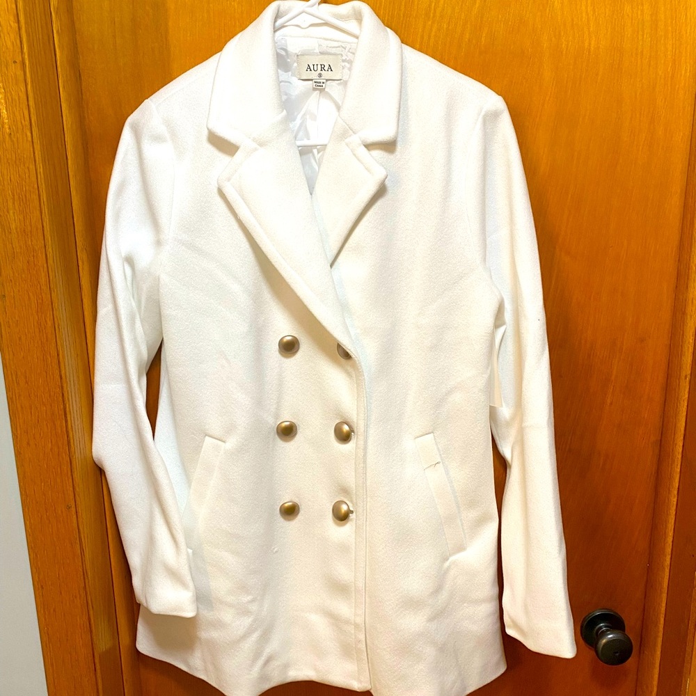 White peacoat. Never worn with tags